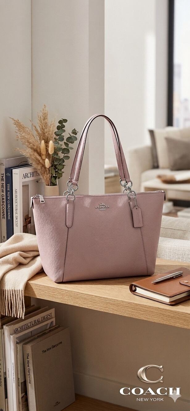 COACH Ava Tote in Crossgrain Leather – Soft Pink
